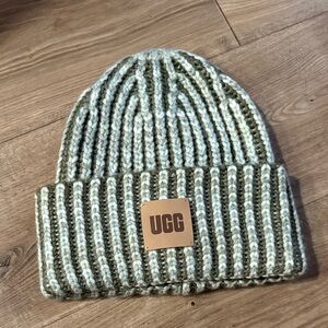 UGG Olive and Cream Knit Beanie